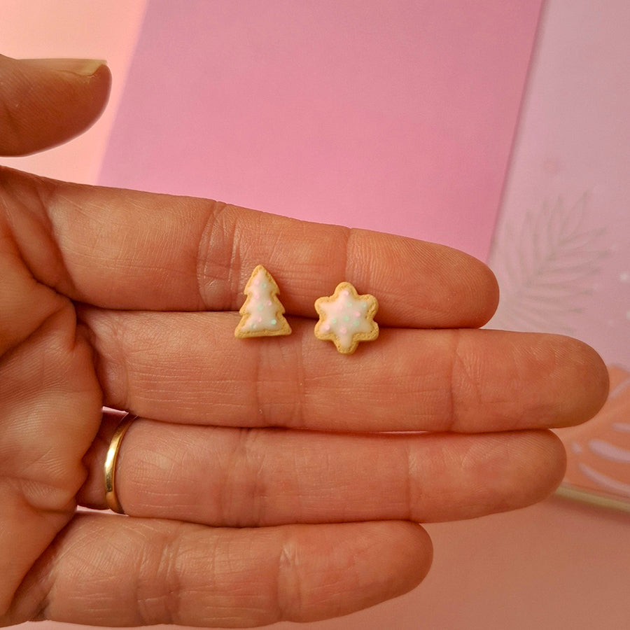 Aretes mini galletas navideñas