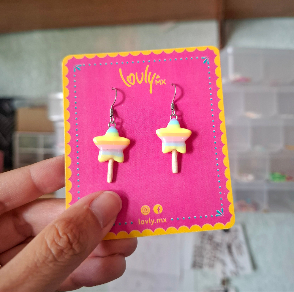 Aretes paleta de estrella rainbow