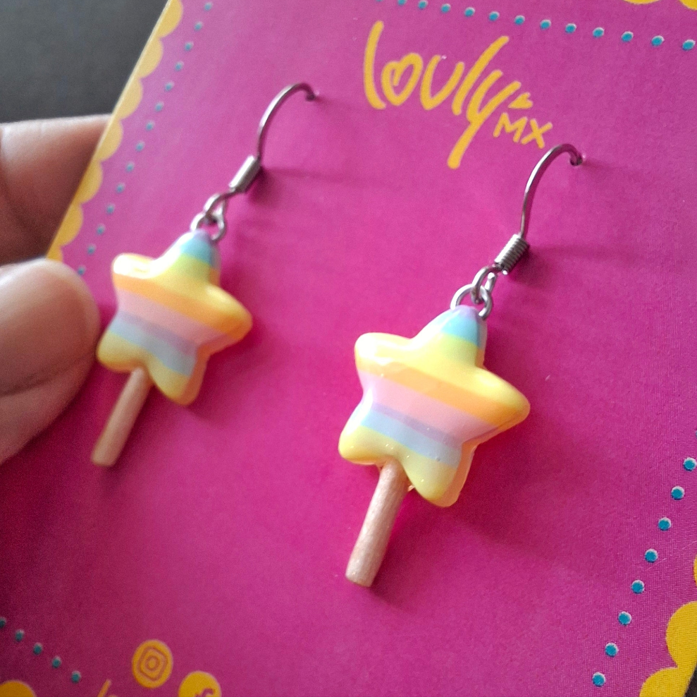 Aretes paleta de estrella rainbow