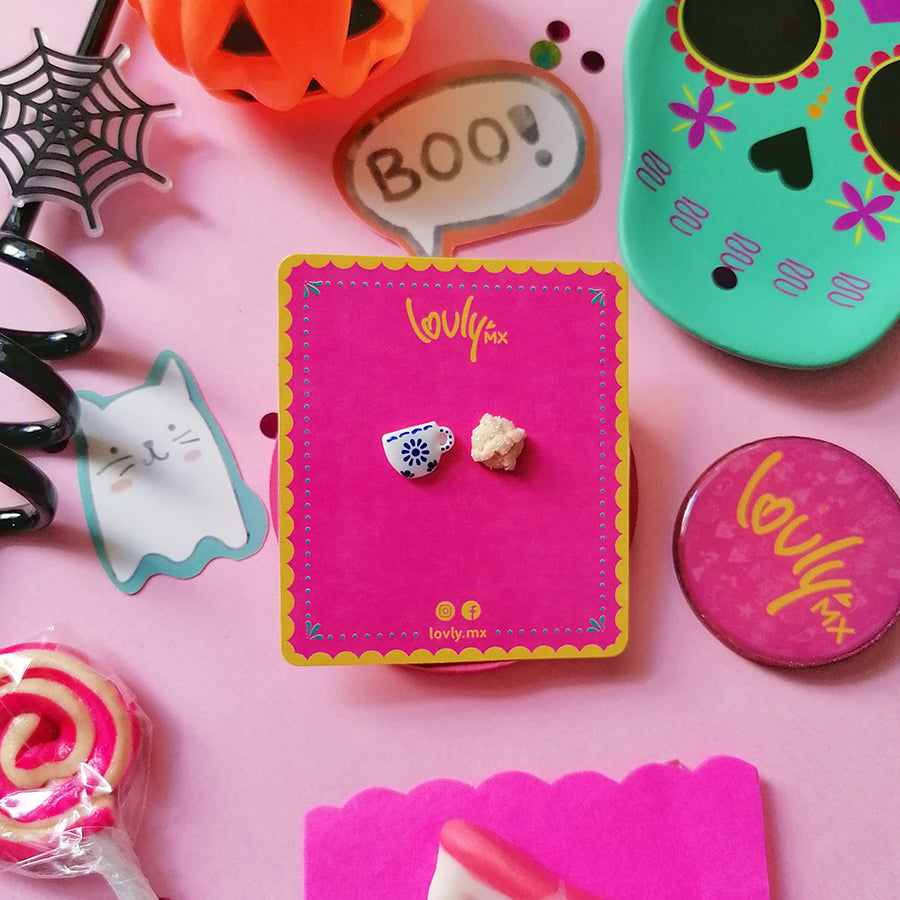 Aretes pan de muerto y café talavera