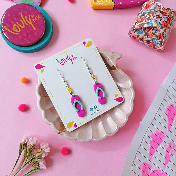 Aretes chanclas rosas
