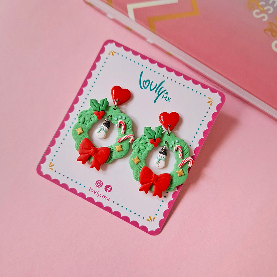 Aretes coronitas navideñas