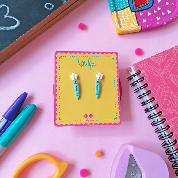 Aretes crayola turquesa