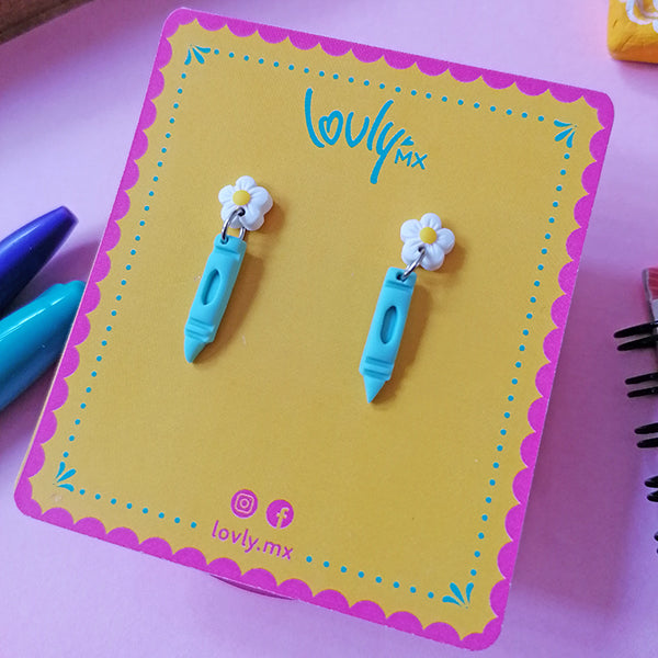 Aretes crayola turquesa