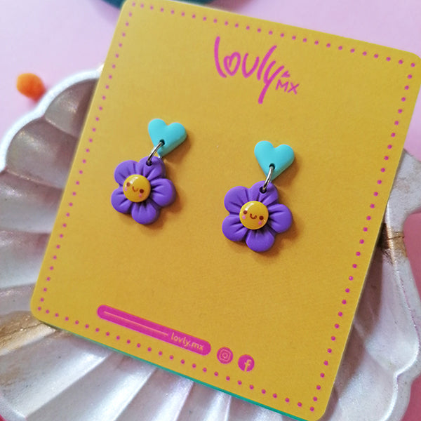 Aretes flores moradas