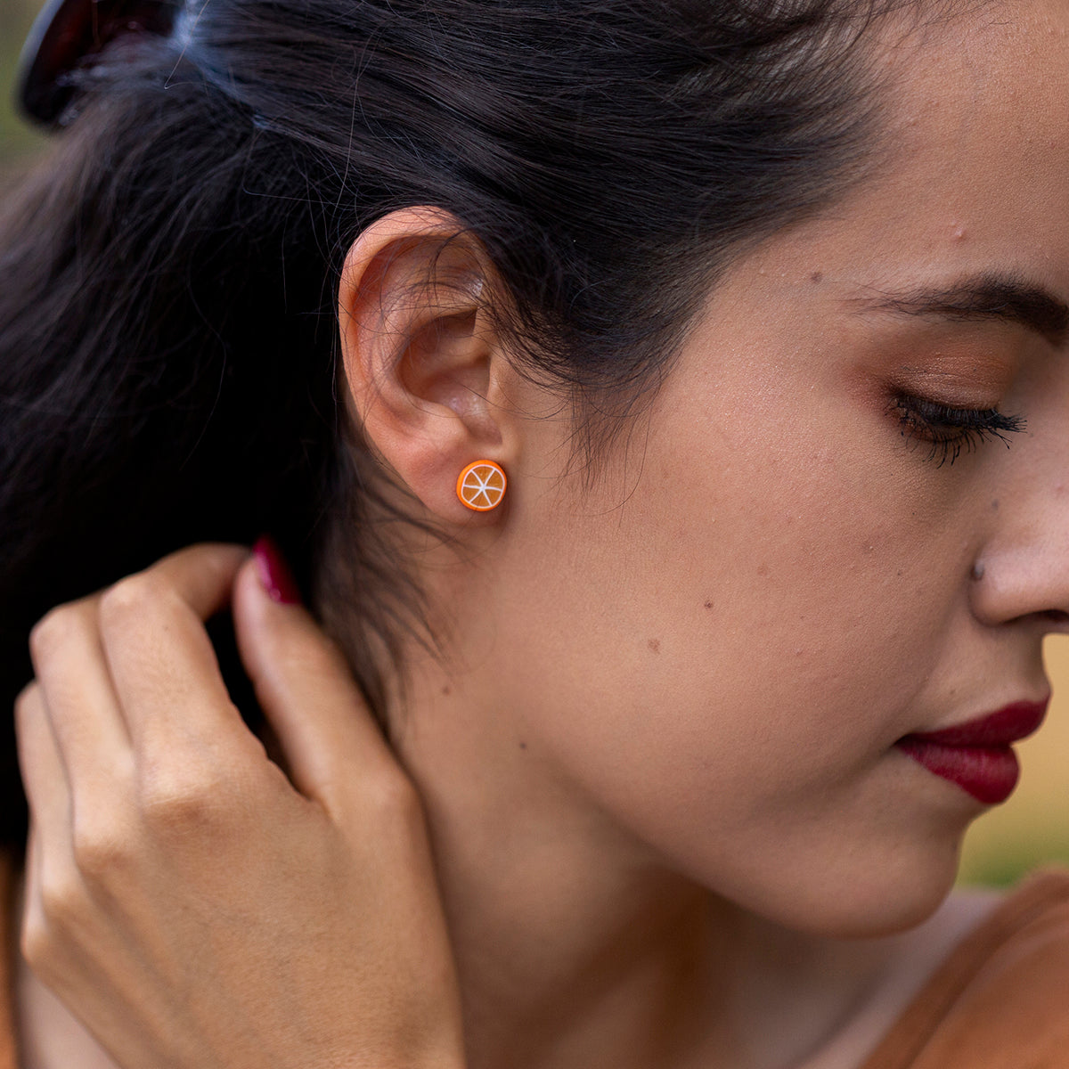 Aretes mezcal y naranja