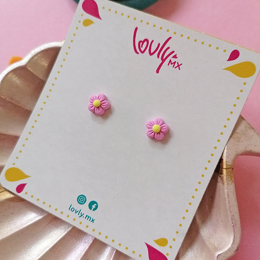 Aretes mini flores rosas