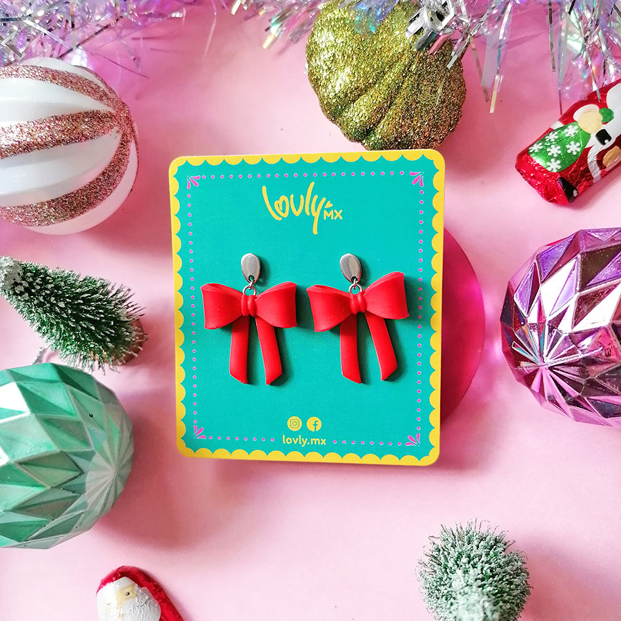 Aretes moños de regalo