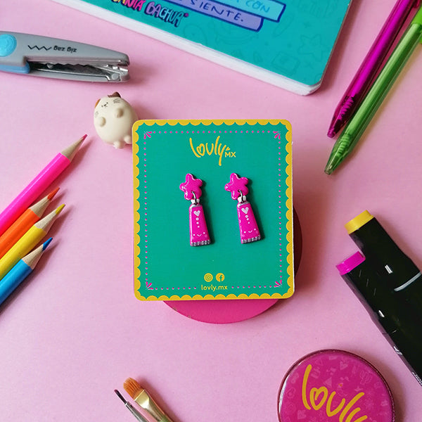 Aretes óleos magenta