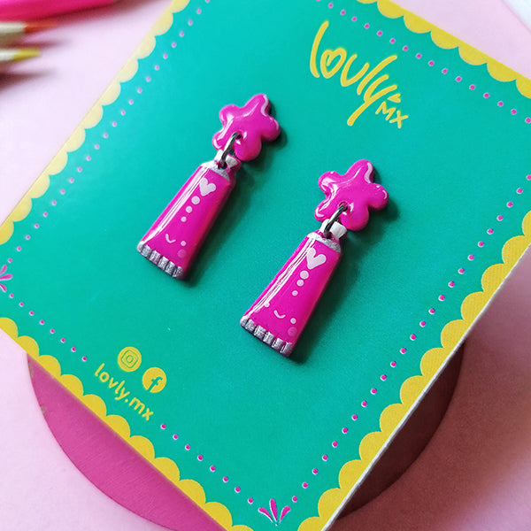 Aretes óleos magenta