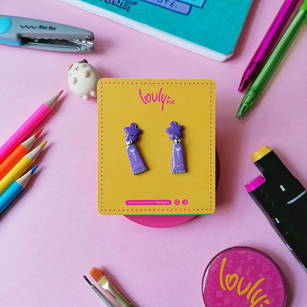 Aretes óleos morados