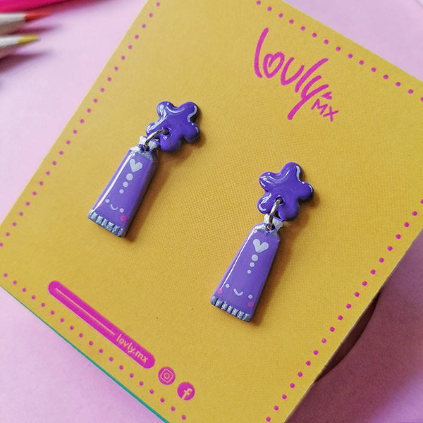 Aretes óleos morados