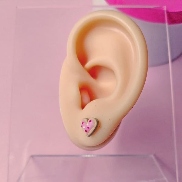 Aretes galletas corazón fresa y vainilla combinados