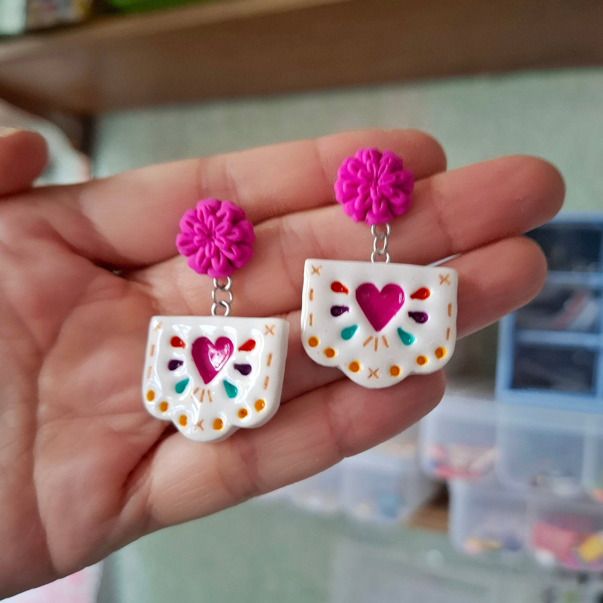 Set papel picado fiesta (aretes y collar)