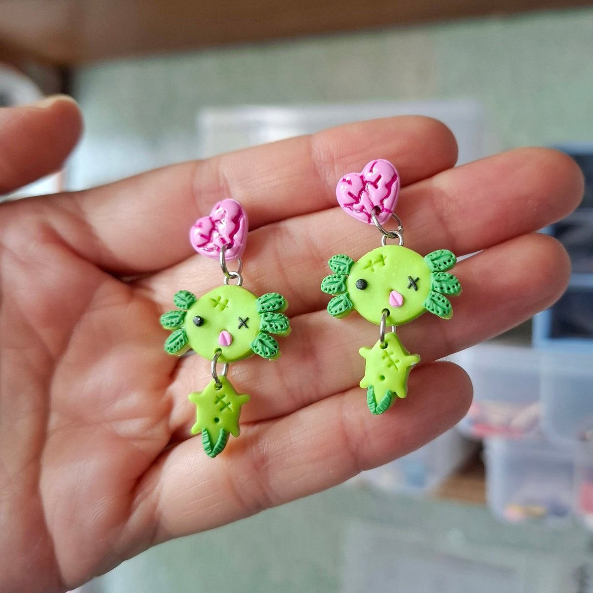 Aretes zombie ajolote