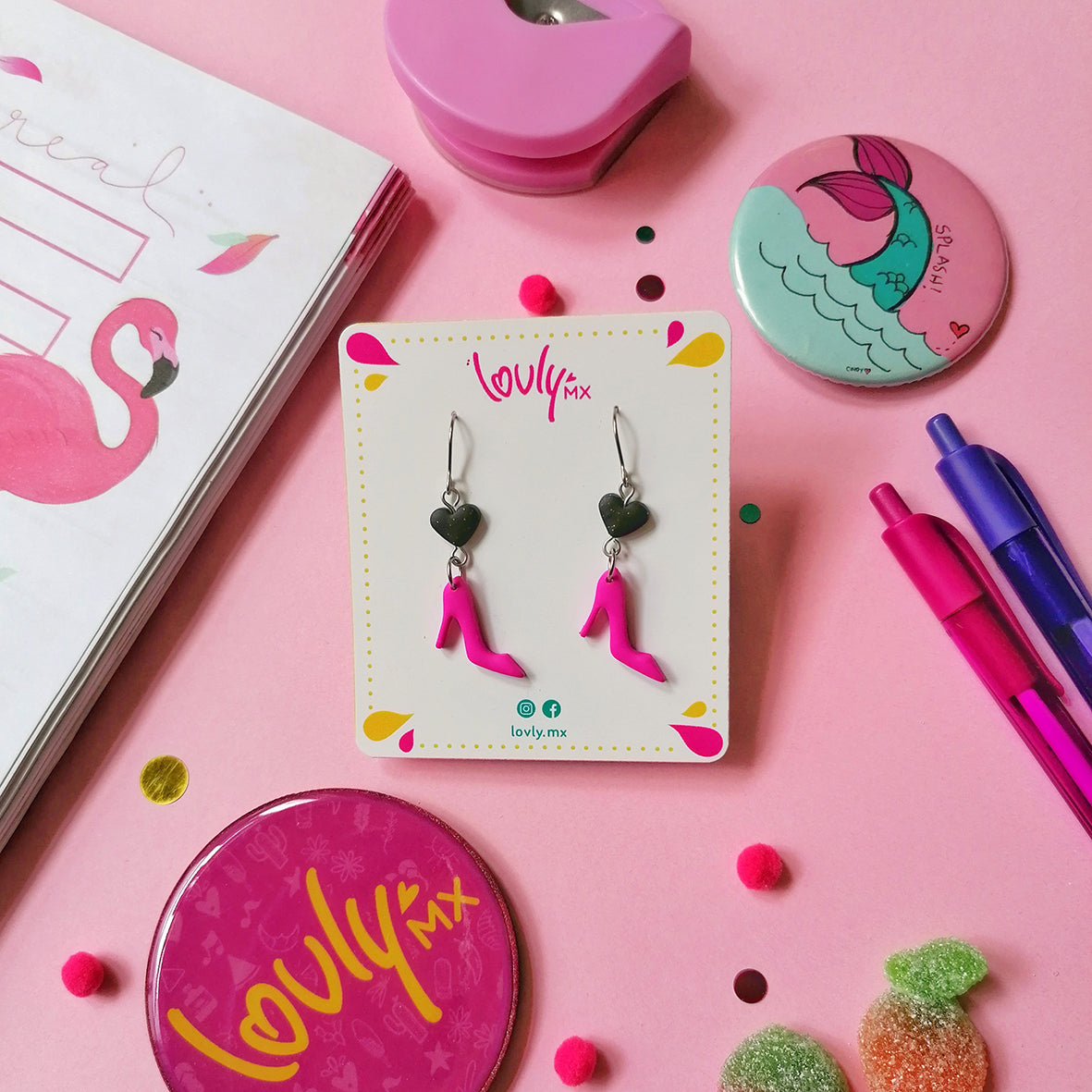 Aretes tacón y corazón