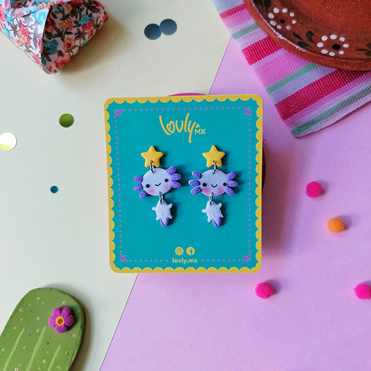 Aretes Ajolote Morados