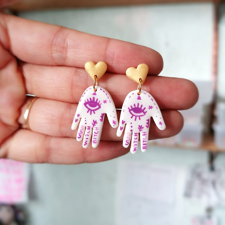 Aretes mano de la suerte