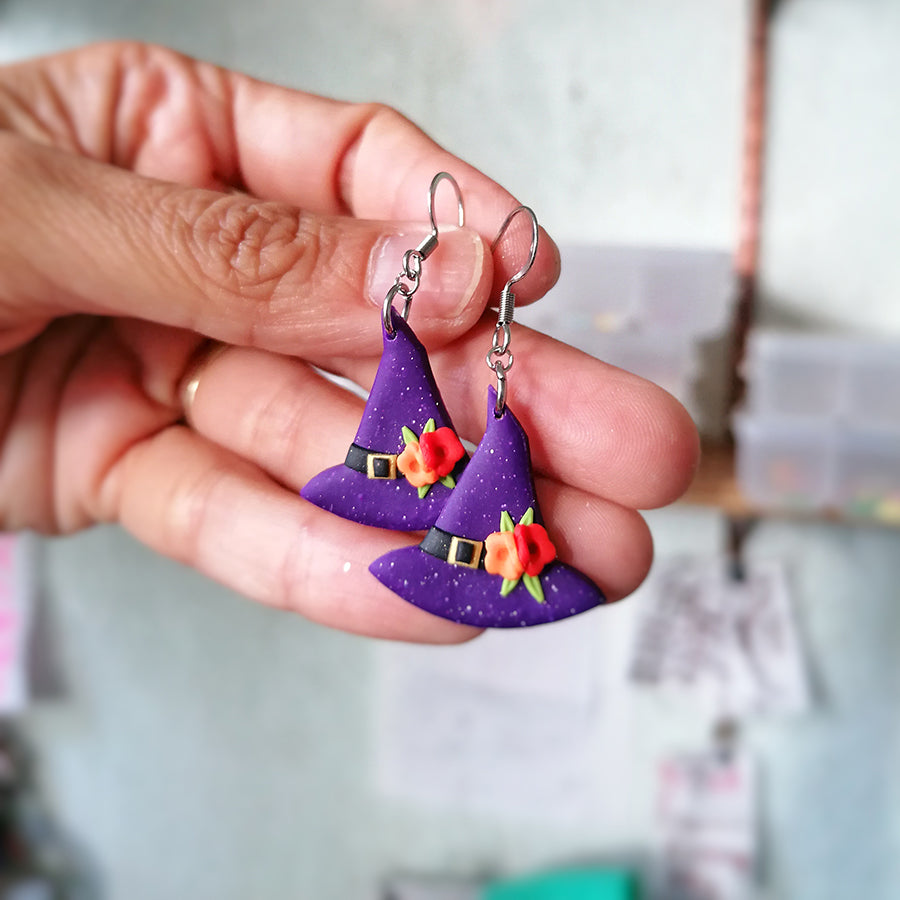 Aretes sombrero de bruja