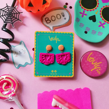 Aretes papel picado rosa