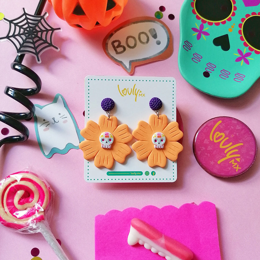 Aretes flor y catrina