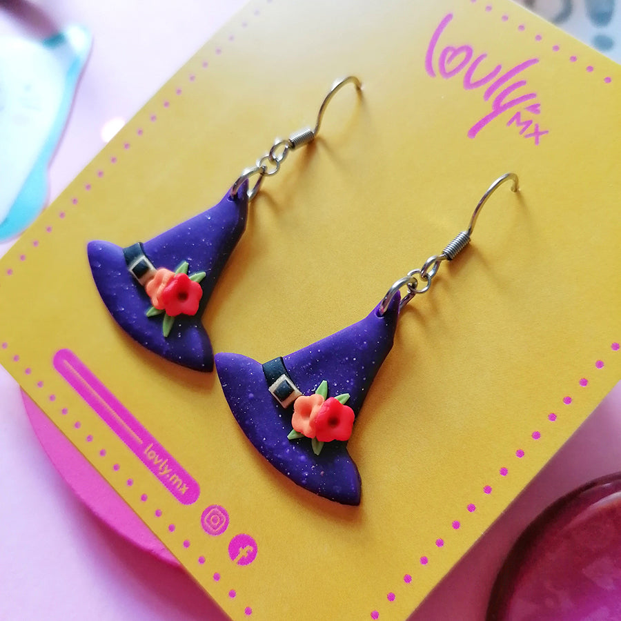 Aretes sombrero de bruja
