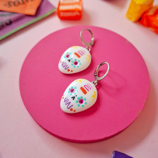 Aretes calavera de azúcar