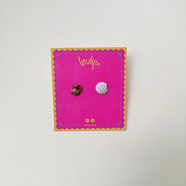 Aretes chocolate caliente y conchita