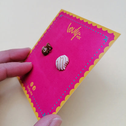 Aretes chocolate caliente y conchita