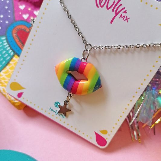 Collar labios rainbow