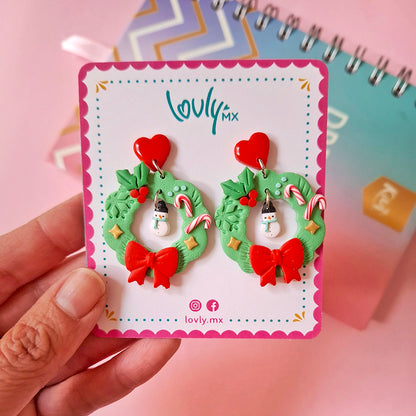 Aretes coronitas navideñas