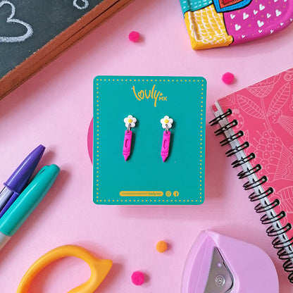Aretes crayola rosa