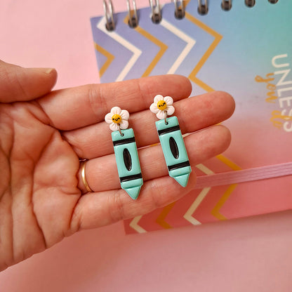 Aretes crayola turquesa