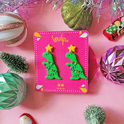 Aretes DinoRex navidad
