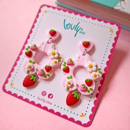 Aretes Fresas con crema