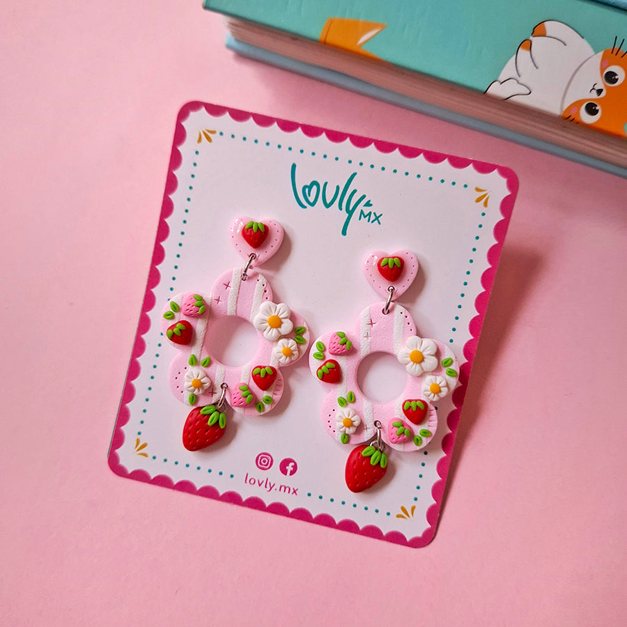 Aretes Fresas con crema