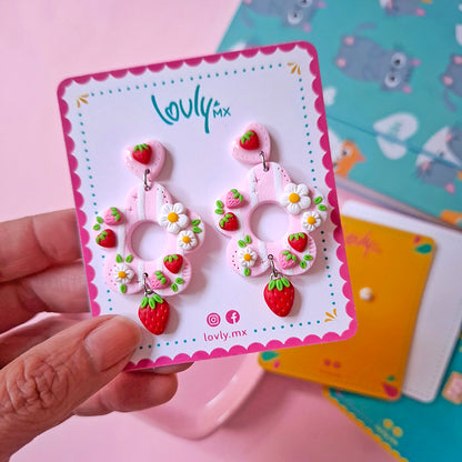 Aretes Fresas con crema