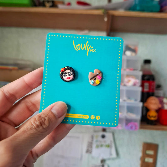 Aretes Frida con paleta de óleos