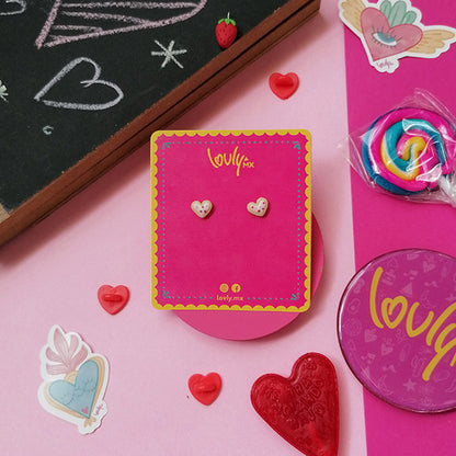 Aretes galletas corazón blancas