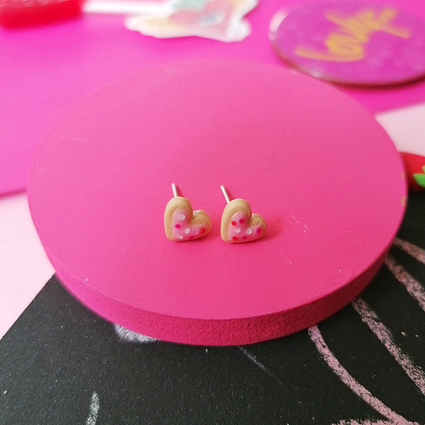 Aretes galletas corazón fresa