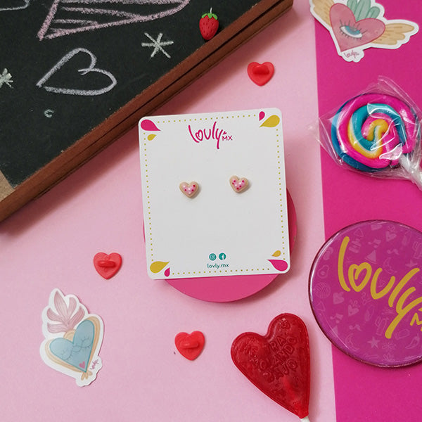 Aretes galletas corazón fresa