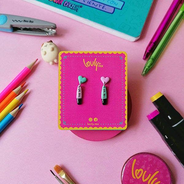 Aretes plumón Girl boss