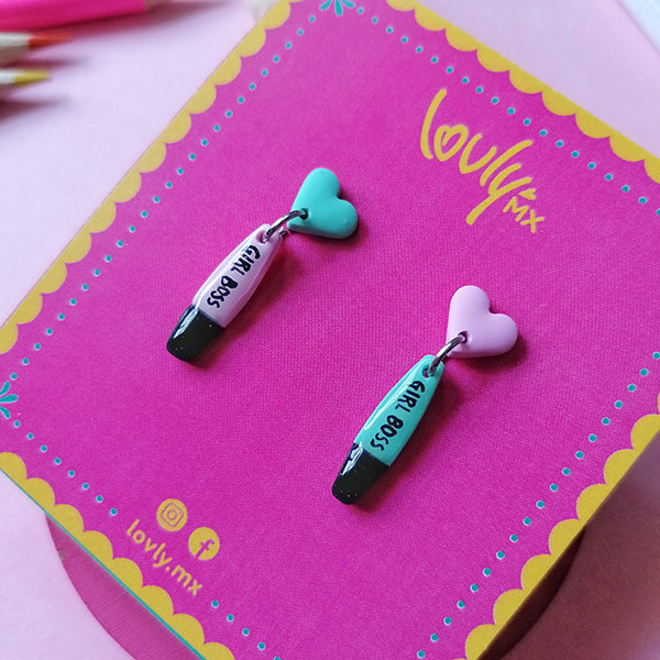 Aretes plumón Girl boss
