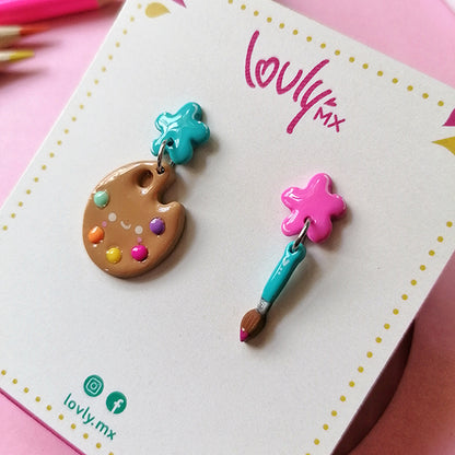 Aretes godete y pincel