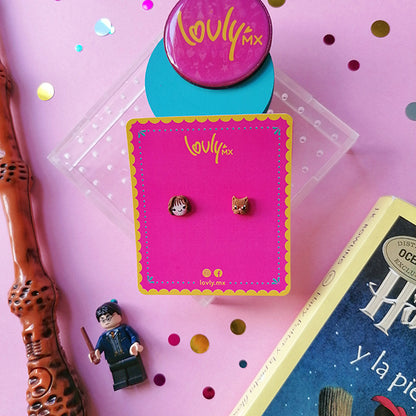Aretes Hermione y Crookshanks