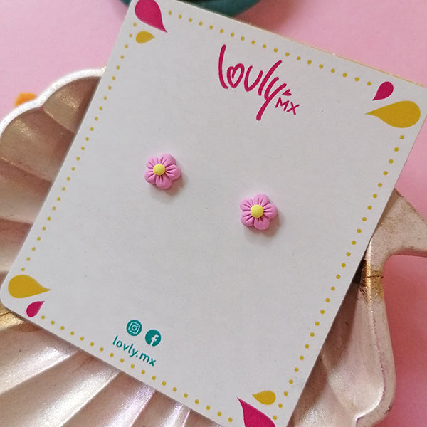 Aretes mini flores rosas