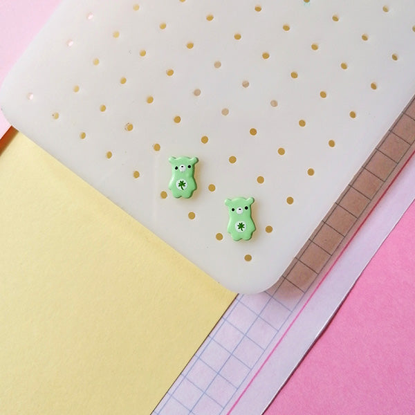 Aretes ositos cariñositos verdes