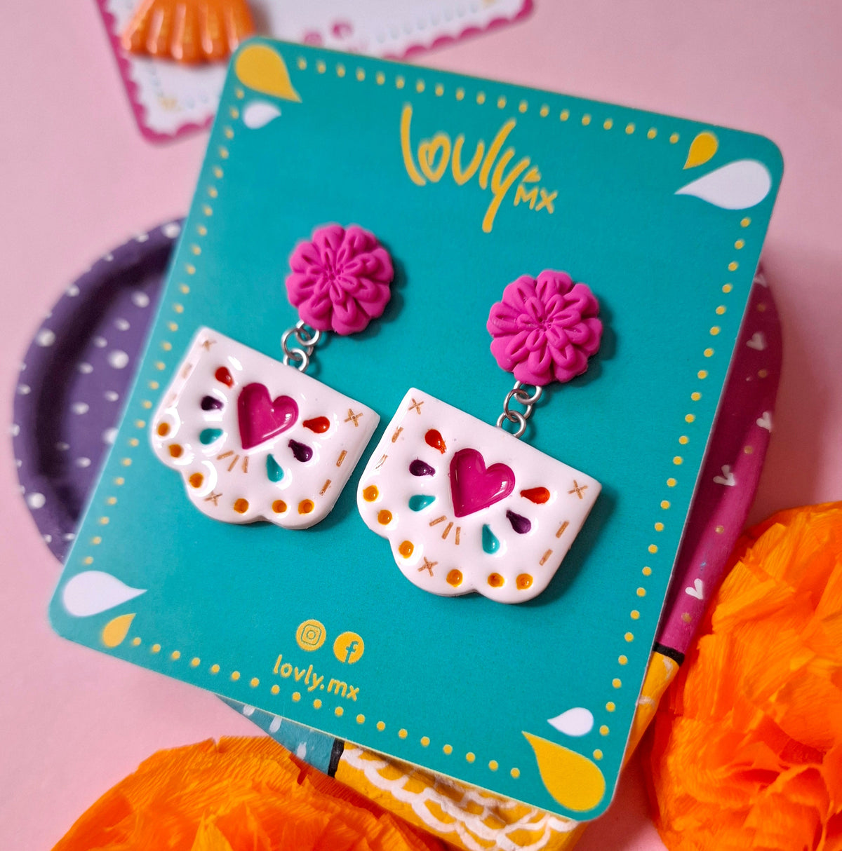 Aretes papel picado fiesta