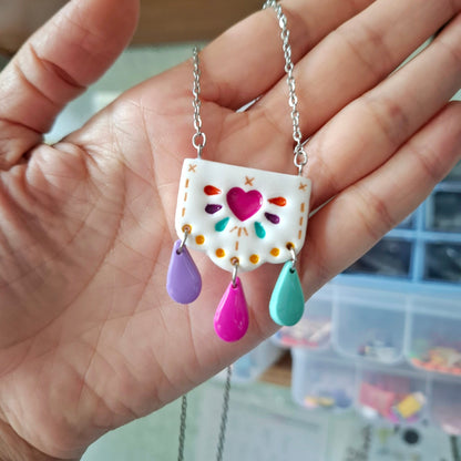 Set papel picado fiesta (aretes y collar)
