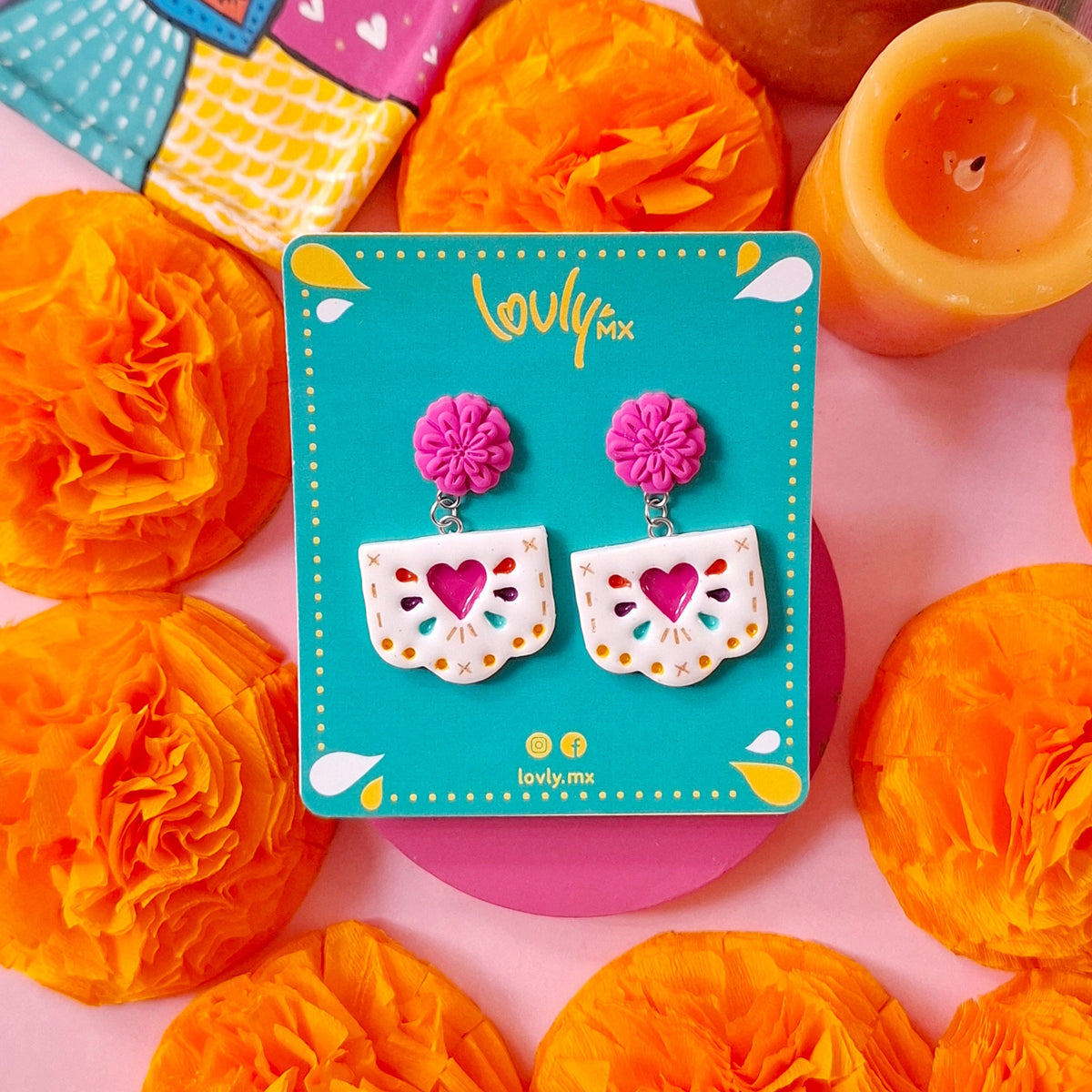 Aretes papel picado fiesta